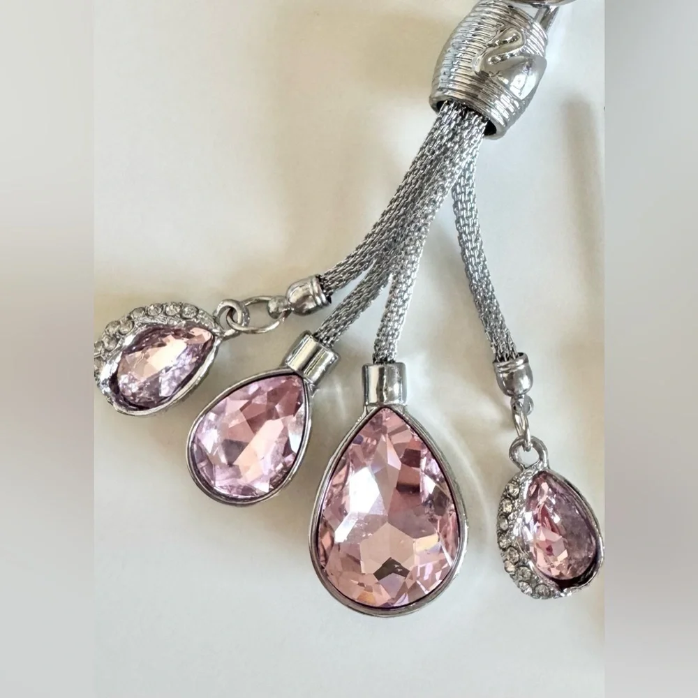 New Pink & Clear Faceted Austrian Crystal Purse Bag Charm Keychain - 4.5”